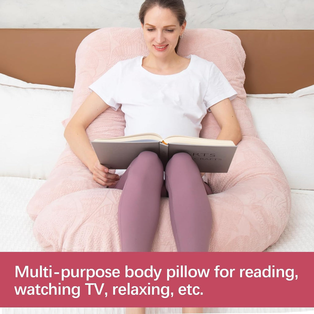 Moonpine MOON PINE Pregnancy Pillow, U Shaped Full Body Pillow for Maternity Support, Sleeping Pillow with Cover for Pregnant Women (Dusty…