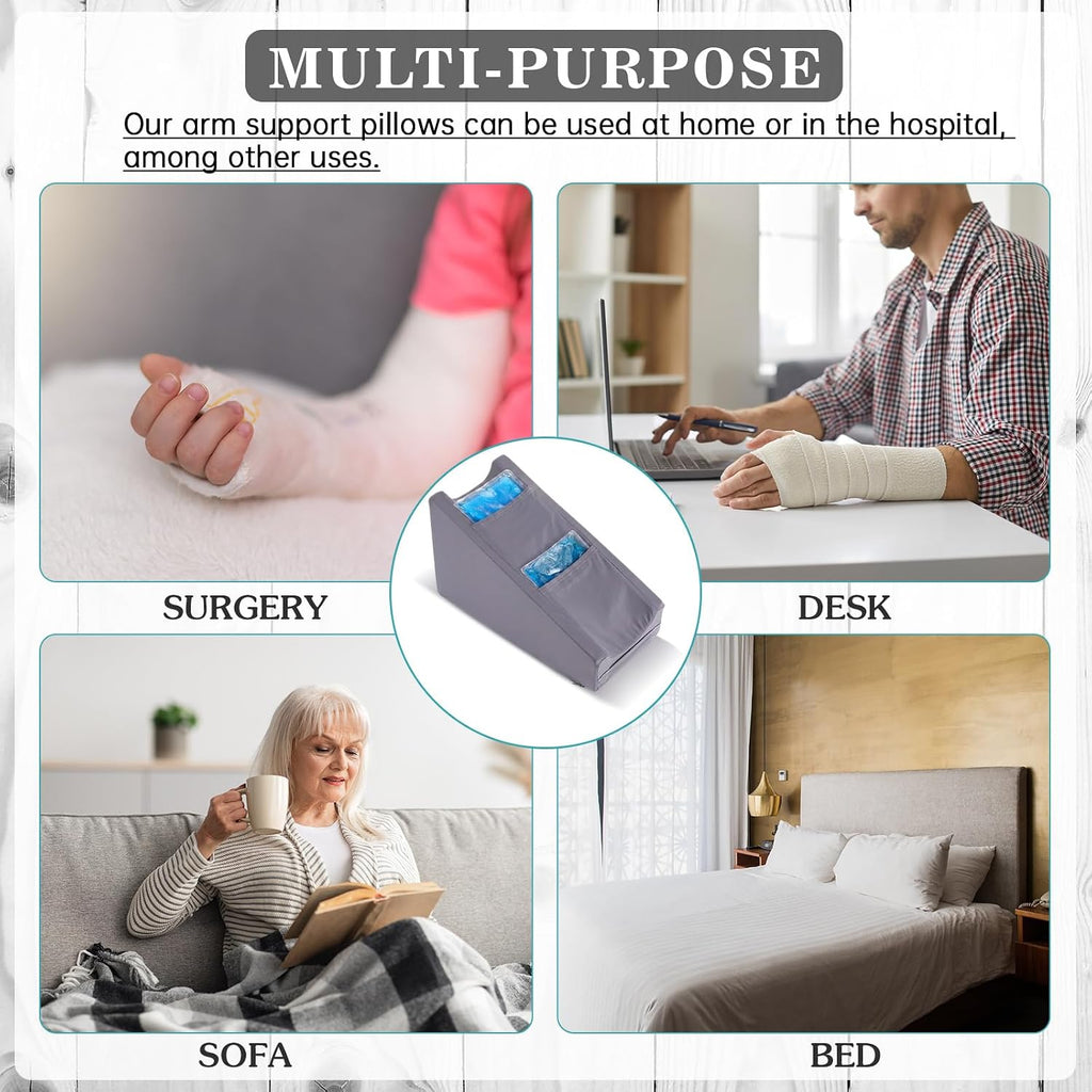 Buryeah Cooling Arm Elevation Pillow with 2 Pockets, Soft Ergonomic Support Pillow for Elbow Rest Wedge Broken Arm Elbow Gifts with High De…