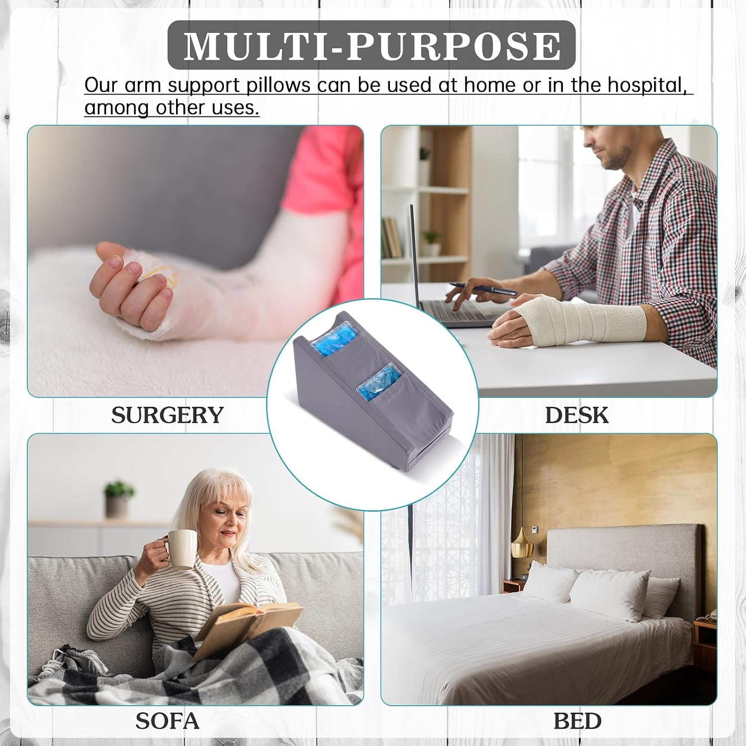 Buryeah Cooling Arm Elevation Pillow with 2 Pockets, Soft Ergonomic Support Pillow for Elbow Rest Wedge Broken Arm Elbow Gifts with High De…