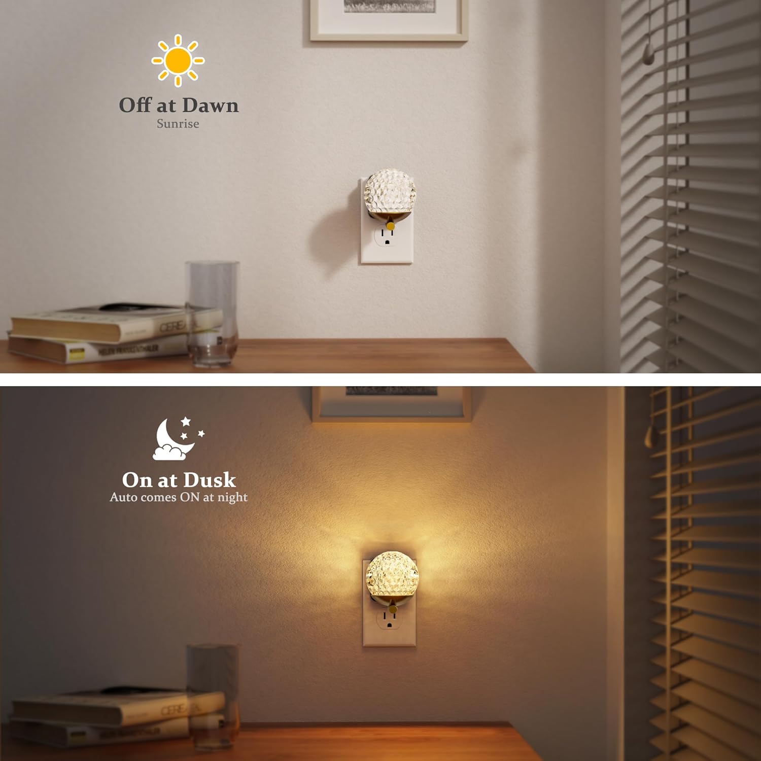 JandCase LED Night Light, 3000K Warm White & RGB Color Changing Night Lights Plug into Wall, Dusk to Dawn Light Sensor, 180° Rotatable…