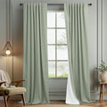 Dancurton 96 Inch Curtains 2 Panels Set Drapes 96 Inches Long Spring Curtain for Living Room Sage Green Black Out Linen Room Darkening Blac…