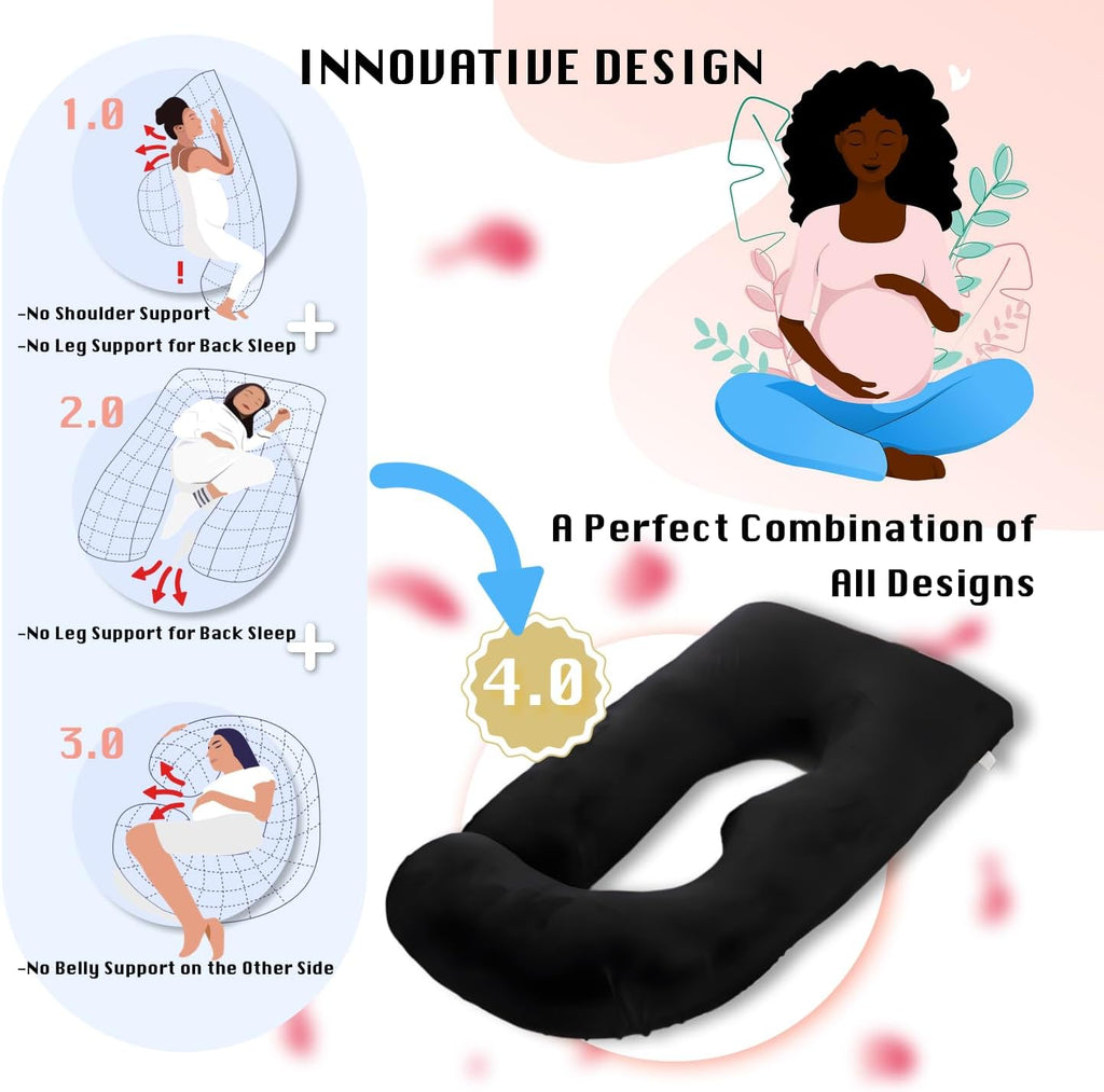 ALLOPERA Pregnancy Pillow, Full Body Maternity Pillow 57 inch, with Removable Washable Cover - Sleep Support for Legs, Back, Neck…