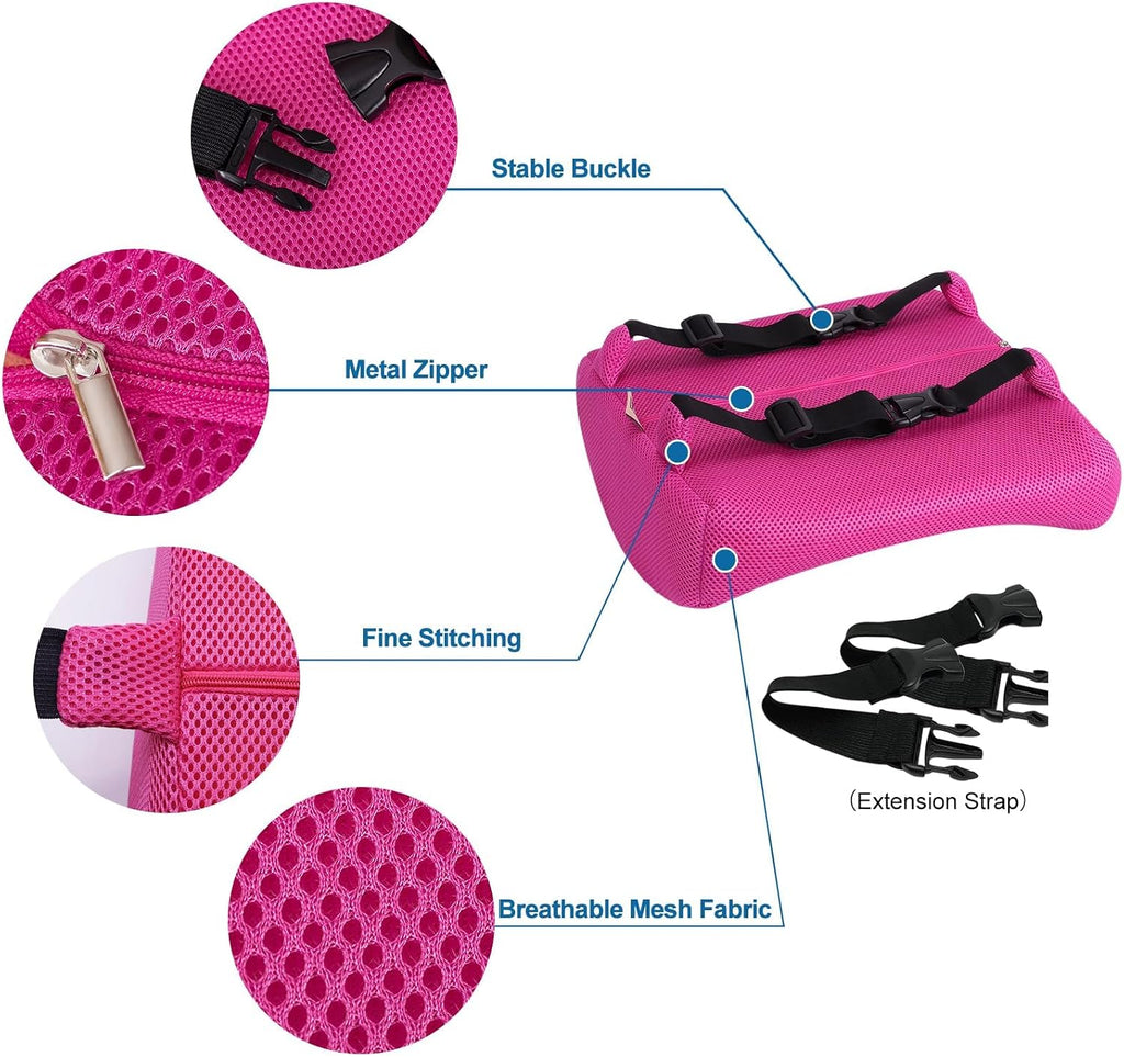 Lumbar Pillow for Chair and Car, Back Support for Office, Memory Foam Cushion with Mesh Cover - Pink