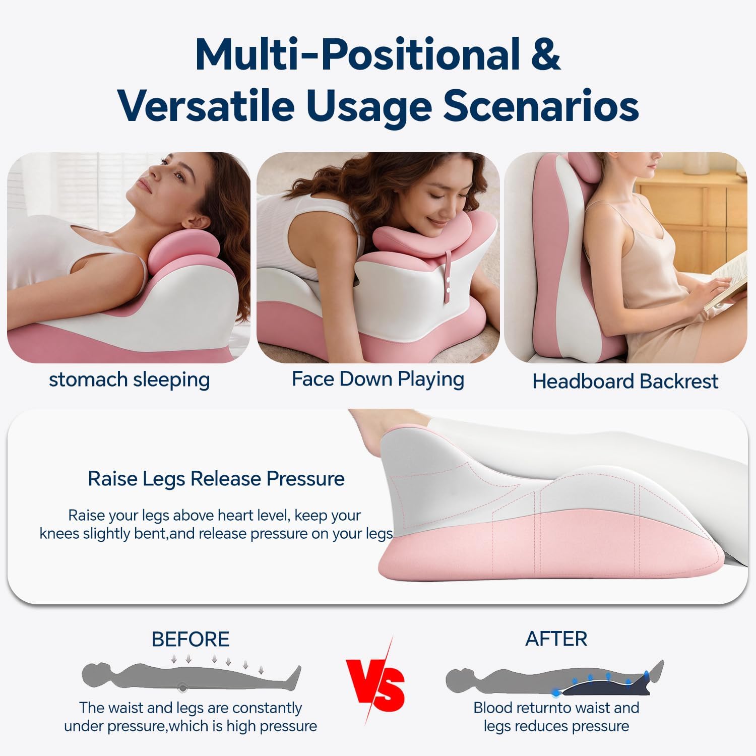 Generic Ergonomic Reading Pillow, Memory Foam Wedge Pillow, Adjustable Pillows, Multi-Positional Support Cushion for Stomach Sleeper…