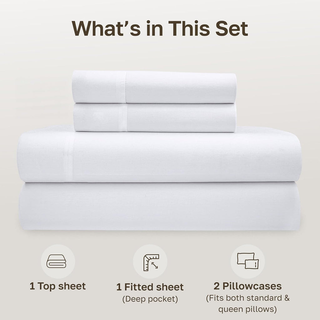 CaliforniaDesignDen California Design Den Queen Sheet Set - Soft 100% Organic Cotton Sheets with Deep Pockets, Crisp Percale, Breathable an…