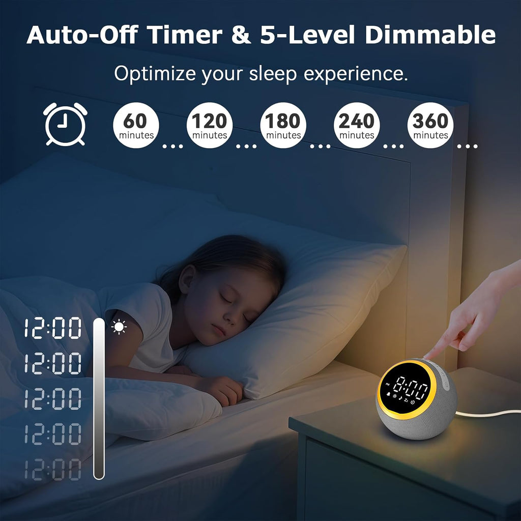 Sound Machine Alarm Clock for Sleep: Digital Alarm Clocks for Bedrooms, 25 Soothing Sounds, 7 Gentle Wake-up Sounds, 16 Adjustable Volume…
