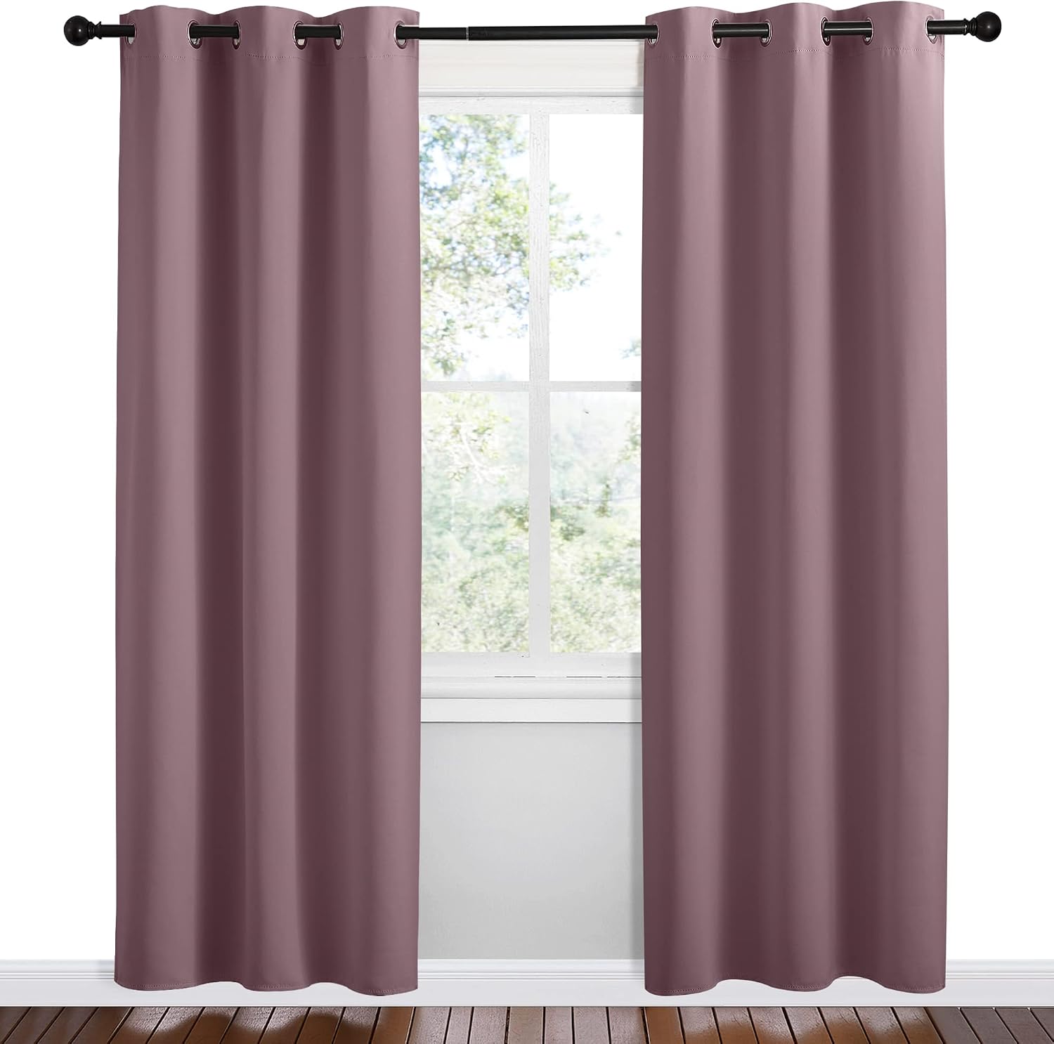 NICETOWN Dry Rose Room Darkening Curtains for Kitchen, Set of 2, 42 inches Wide by 78 inches Long, Window Treatment Thermal Insulated…