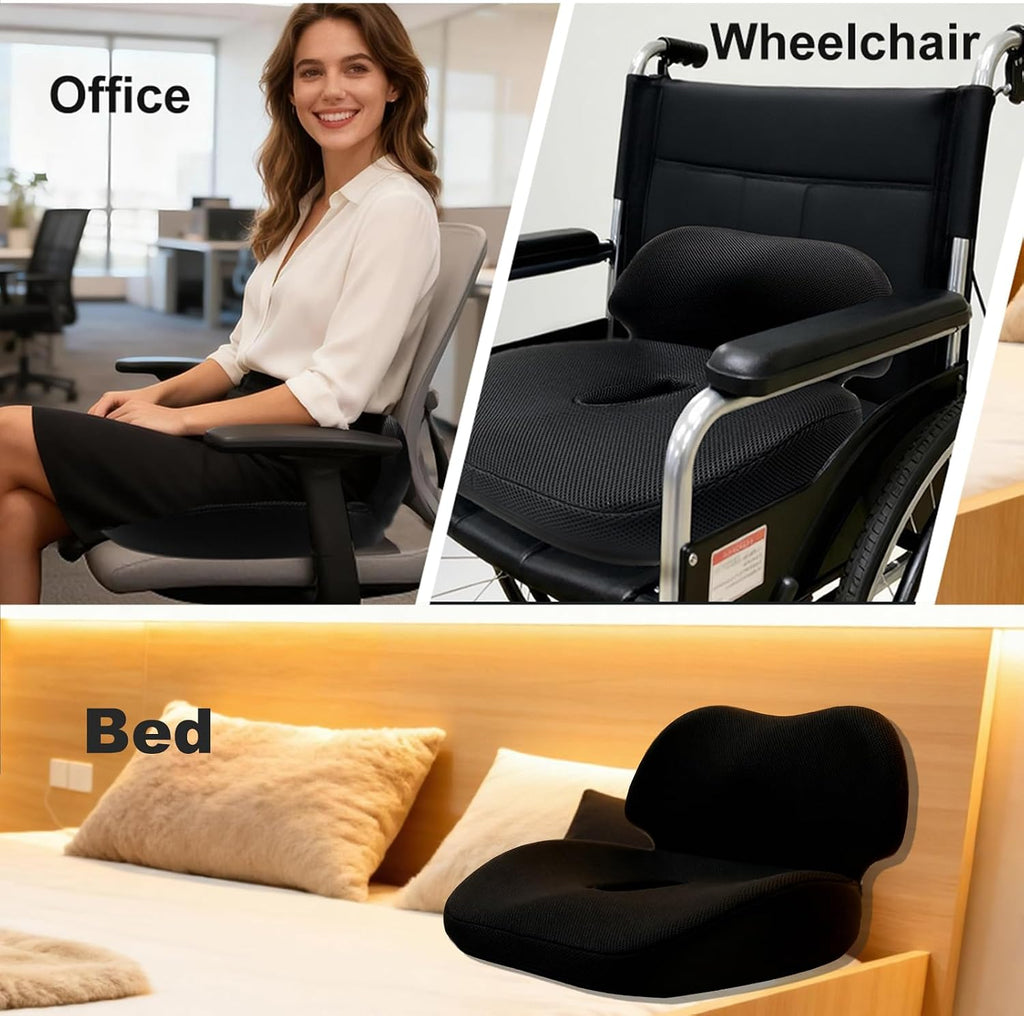 Memory Foam Seat Cushion for Office Chair, Wheelchair Cushions, Hemorrhoid Pillow, Lower Back Support, Bed Sore Cushions for Butt, Cushion…