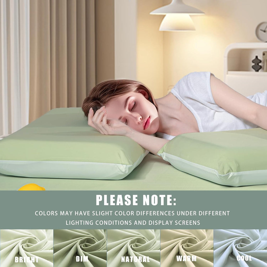 TELUS Cooling Pillowcases for Hot Sleepers Queen Size 2-Pack, Silky Soft Breathable Pillow Case with Envelope Close, Stay Cool Pillow…