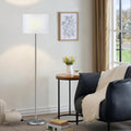 Ambimall 60'' Modern Floor Lamp with Shade, Tall Lamps for Living Room, Bedroom, Office, Dining Room, White Shade with Silver Pole(Without…