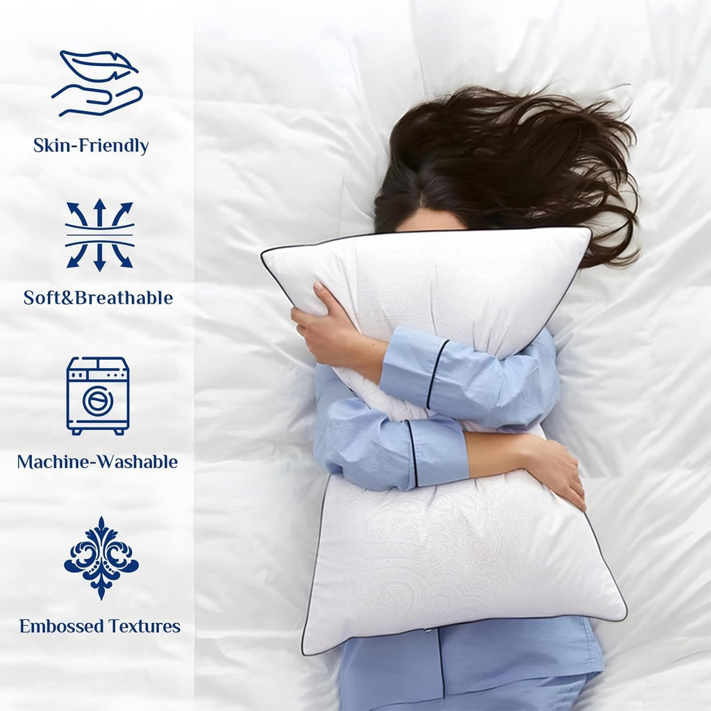 JOLLYVOGUE King Size Pillows for Sleeping, Soft and Supportive Bed Pillows with Down Alternative Filling for Side and Back Sleepers…