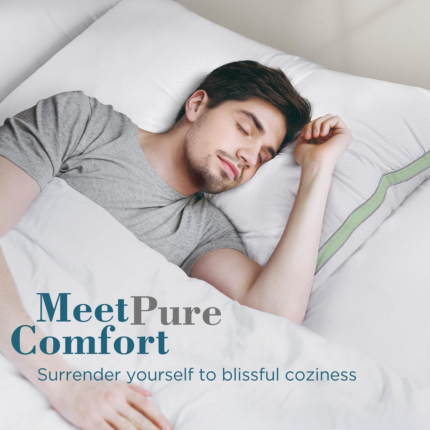 viewstar Bed Pillows King Size Set of 2, Firm Support Down Alternative Gusseted Pillows for Side, Back, or Stomach Sleepers, Green