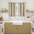YoungsTex 40 Inches Length Beige Blackout Curtains for Kitchen Window - Short Thermal Insulated Drapes with Grommet Room Darkening Privacy…