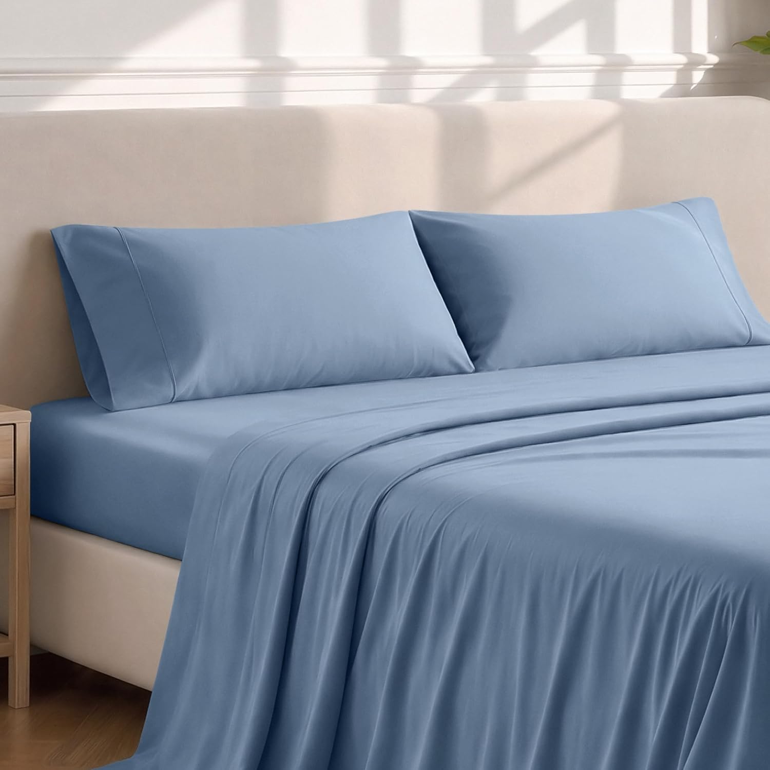 BareHome Bare Home Microfiber Pillow Cases - King Size Set of 2 - Cooling Pillowcases - Double Brushed - Coronet Blue Pillowcases 2 Pack -…