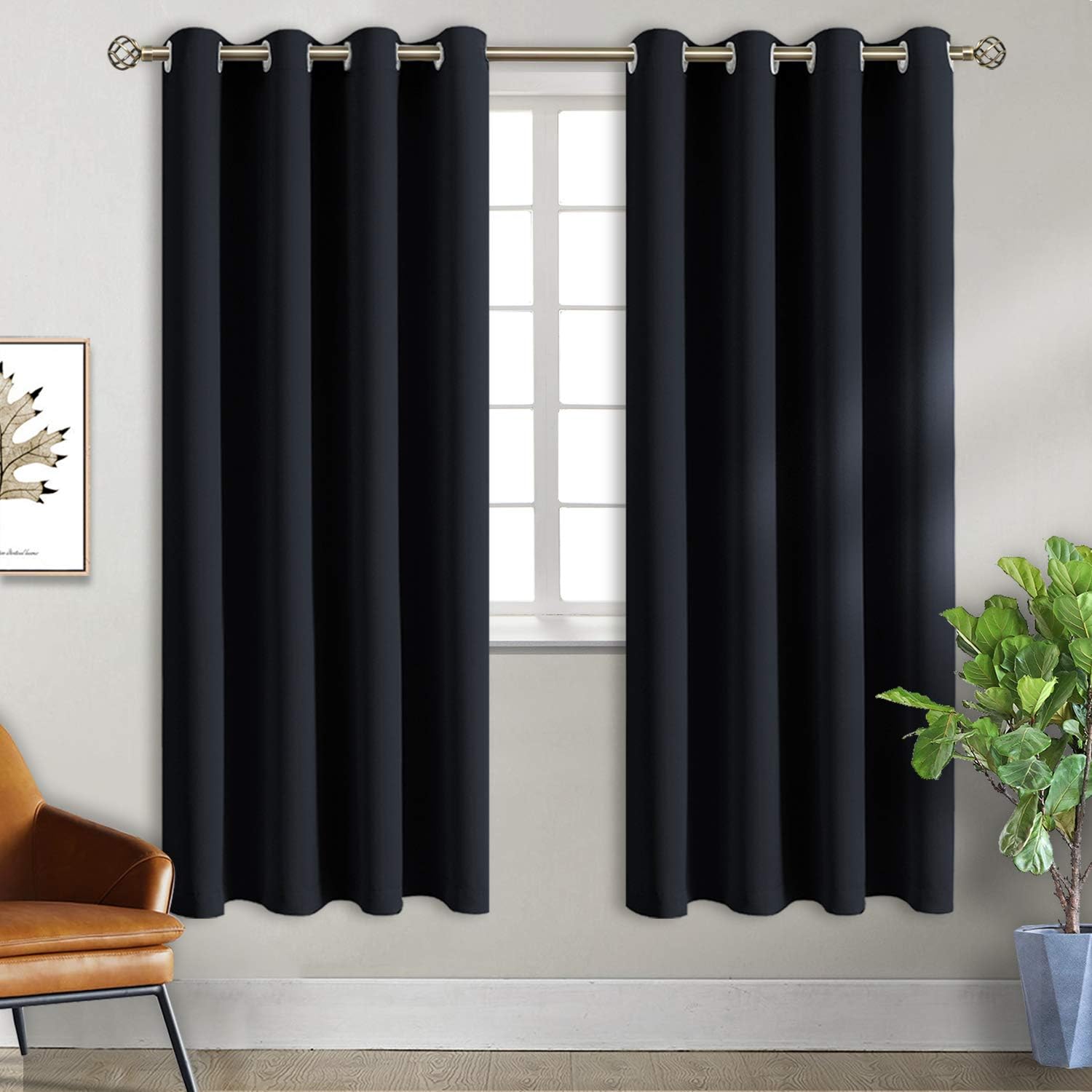 BGment Blackout Curtains for Bedroom - Grommet Thermal Insulated Room Darkening Curtains for Living Room, Set of 2 Panels, Each 55 x 69 Inc…