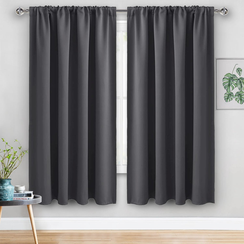 Jiuzhen Blackout Curtains for Bedroom - 60 Inch Wide Thermal Insulated Room Darkening Privacy Soundproof Curtains for Living Room, Set of 2…