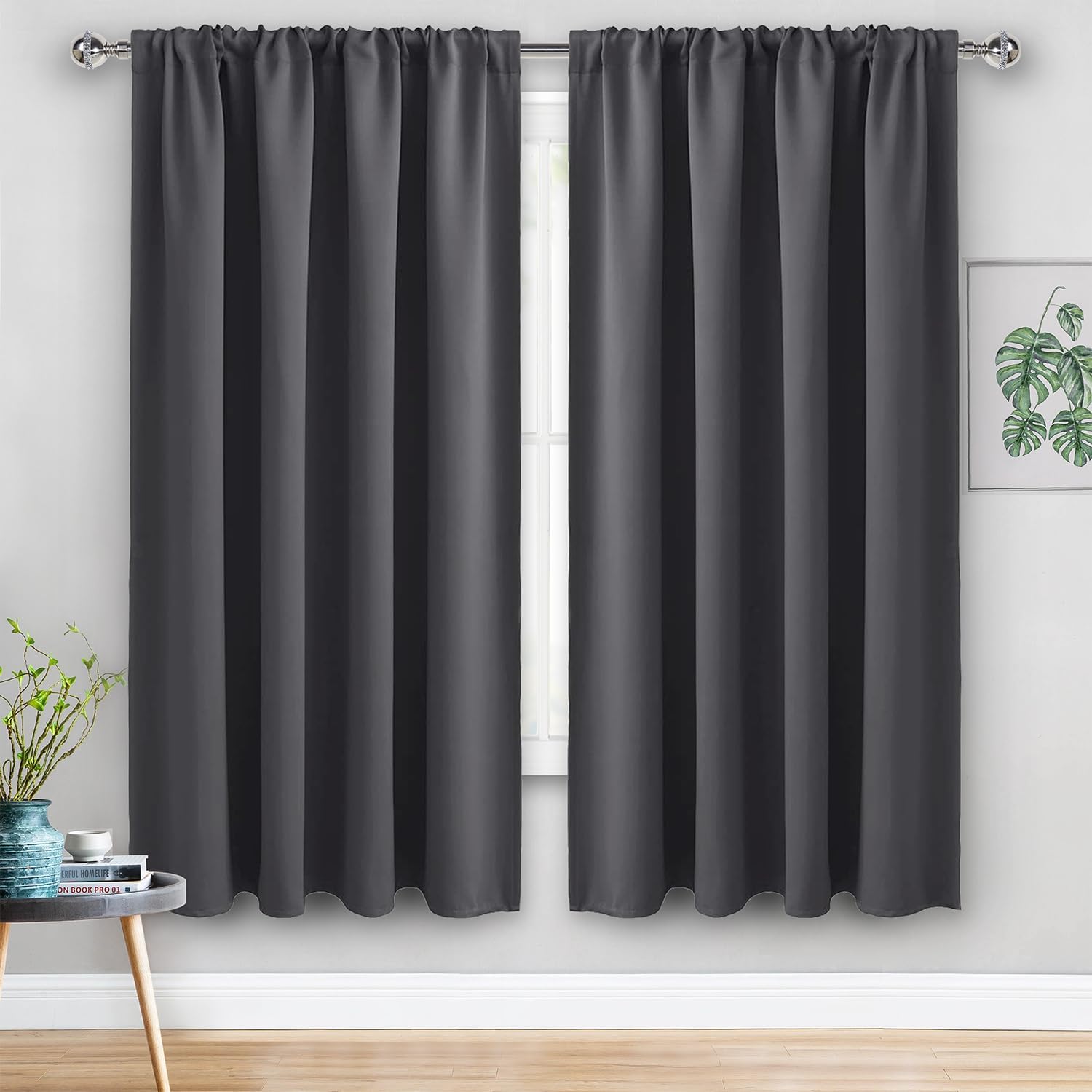 Jiuzhen Blackout Curtains for Bedroom - 60 Inch Wide Thermal Insulated Room Darkening Privacy Soundproof Curtains for Living Room, Set of 2…