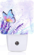 Lavender Butterfly Night Light, Plug-in Nightlights Auto Sensor Night Lamp Dusk-to-Dawn Lamp Home Decor for Nursery Children Girls Boys