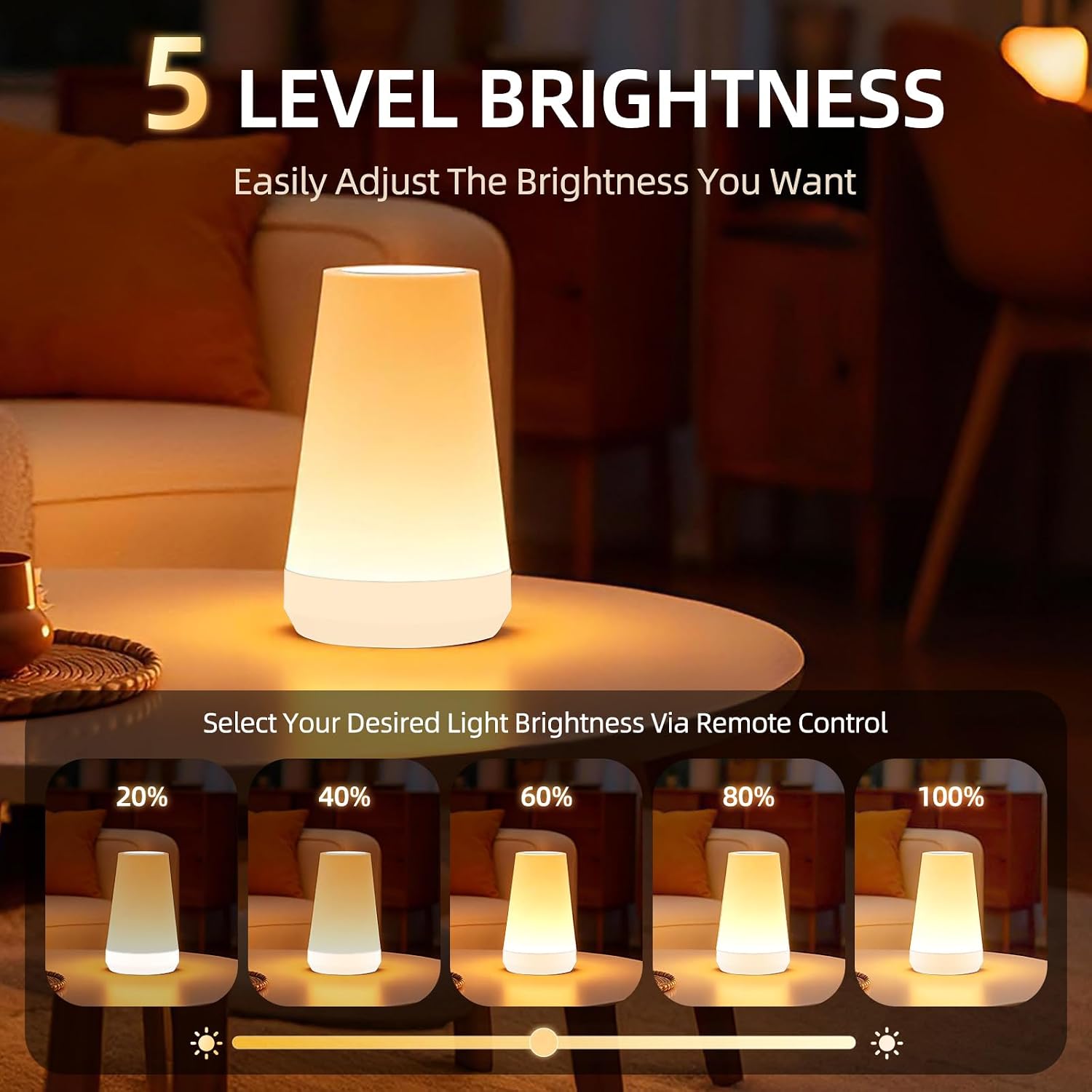 Night Light, Dimmable Touch Lamp and Remote Control, 13 RGB Colors & 5 Brightness, Rechargeable Bedside Table Lamp for Baby Kids Nursery…