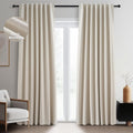 Topfinel 100 Inch Custom Linen Blackout Curtains, Modern Beige Textured Linen Farmhouse Boho Blackout Room Darkening Room Divider Rustic Cur…