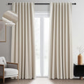 Topfinel Beige Linen Blackout Curtains 84 Inch Long, Modern Black Out Curtains for Bedroom Windows Treatments, Cream Heat & Cold Blocking B…