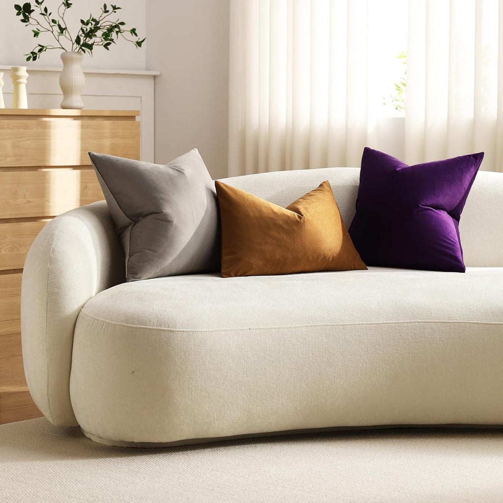 Dezene Euro Sham Covers 24x24 Purple: Pack of 2 Cozy Soft Velvet Square Modern Luxury Decorative Throw Pillow Cases for Sofa Couch Living R…