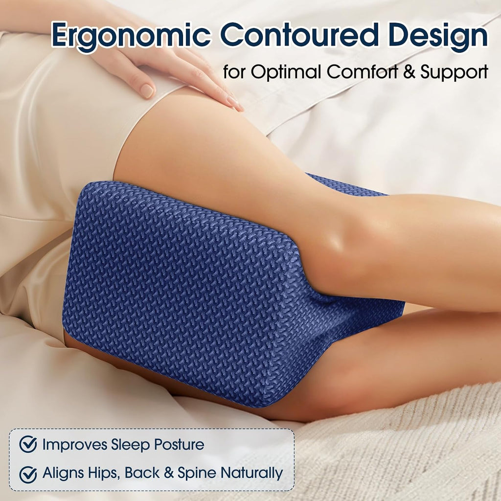 BlissTrends Memory Foam Knee Pillow, Knee Pillow for Side Sleepers, Leg Pillows for Sleeping Blood Circulation, Elevation Pillow for…