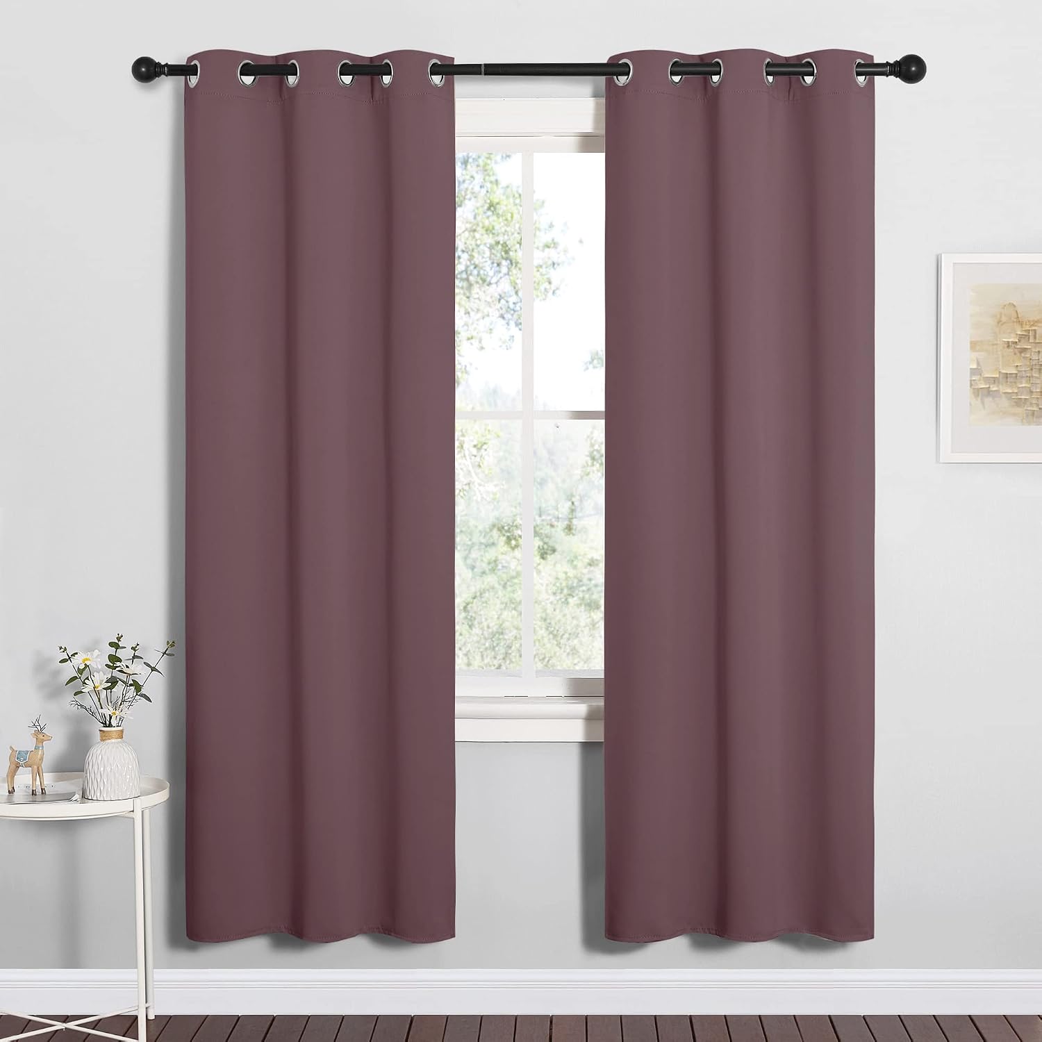 NICETOWN Bedroom Curtain Panels Blackout Draperies, Dry Rose, 1 Pair, 34 by 72-inch, Thermal Insulated Solid Grommet Blackout…