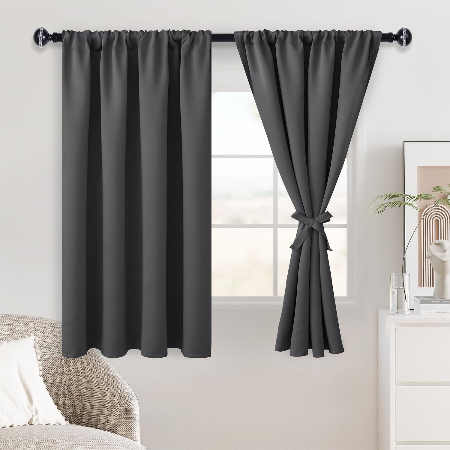 Jiuzhen Blackout Curtains for Bedroom– Thermal Insulated, Noise Reducing Room Darkening Privacy Drapes for Living Room, Set of 2 Panels with…