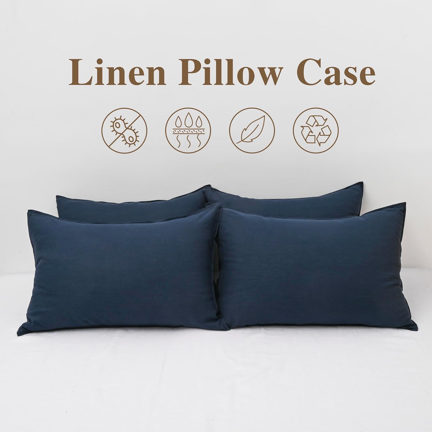 Chuffed Linen Pillowcases 2 Pack 100% Linen Standard Pillow Cases, Breathable and Cooling Washed Pillowshams with Zipper Closure, 20x30 Inc…