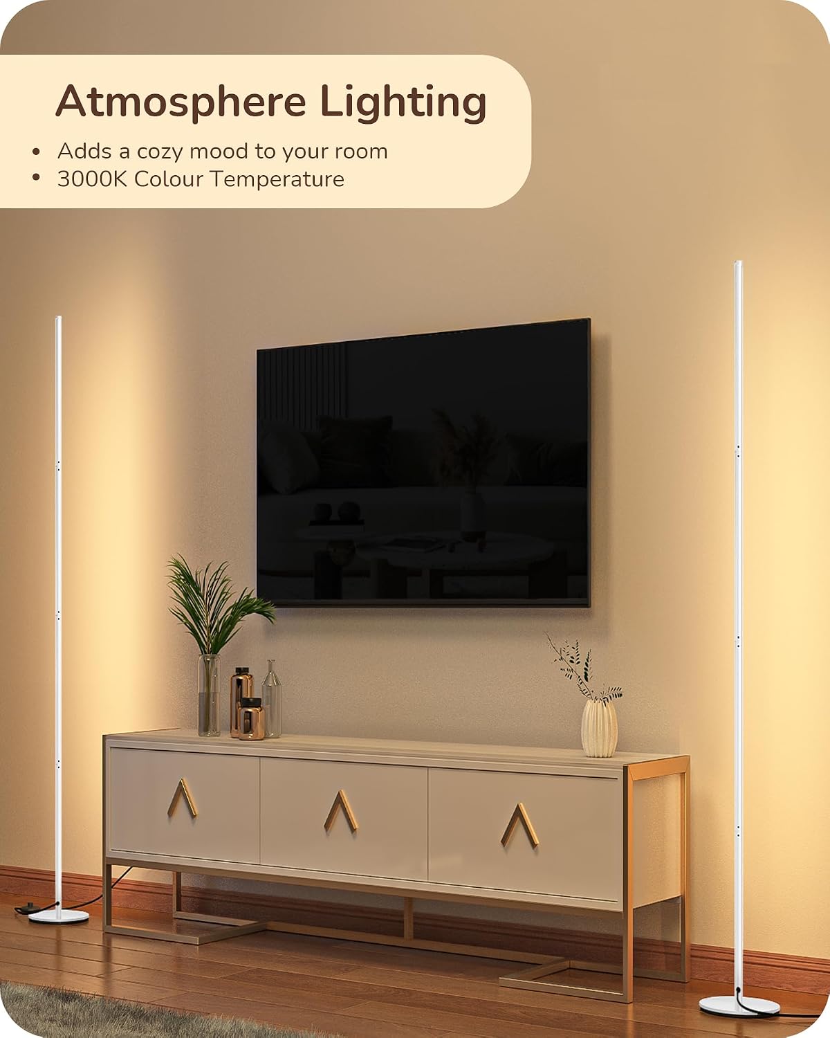 Edishine LED Corner Floor Lamp, 57.5" Minimalist Dimmable Sleek Light, Adjustable Height, Tall Floor Lamps for Living Room, Bedroom, Office…