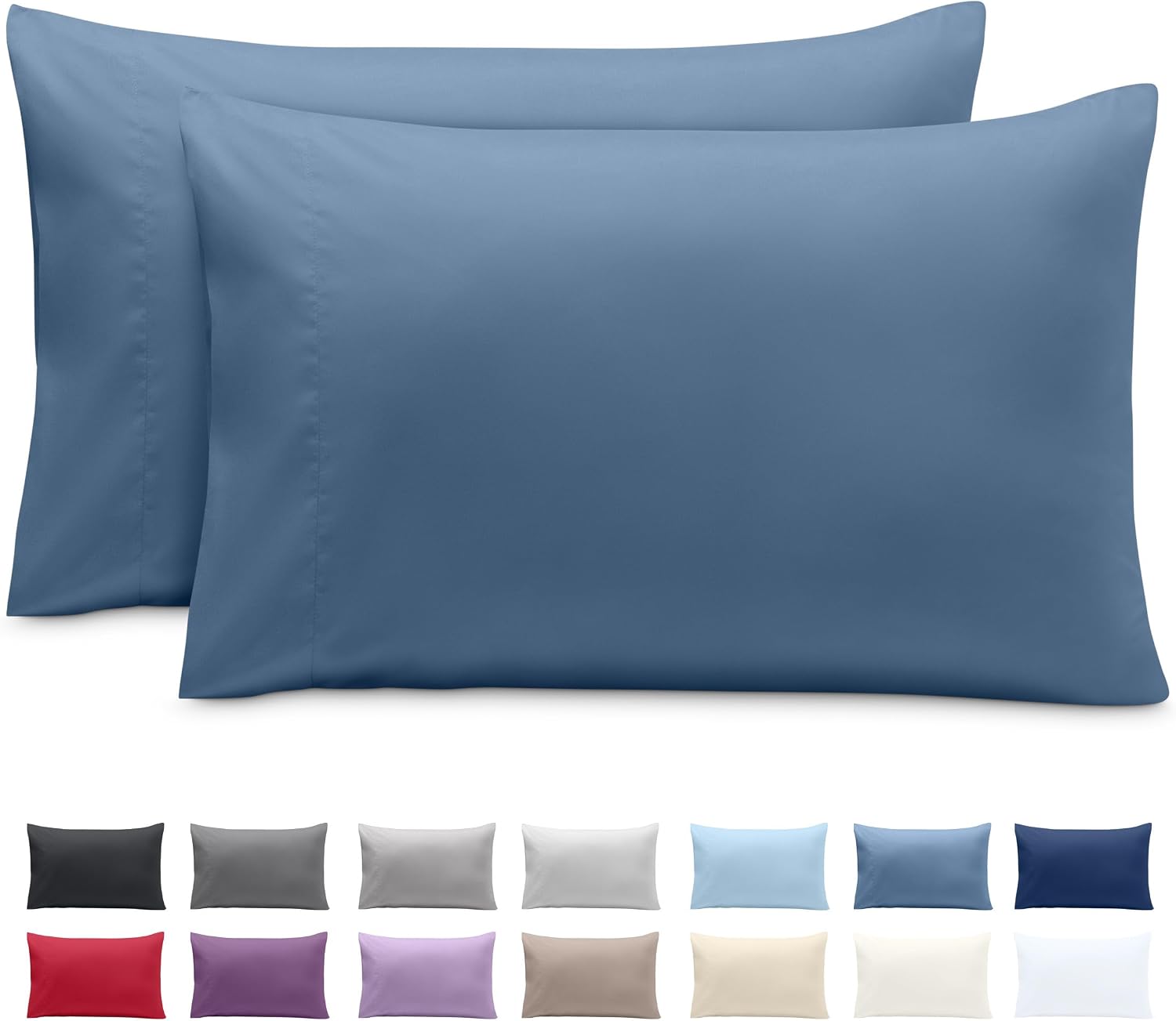 BareHome Bare Home Microfiber Pillow Cases - King 20x36 - Cooling Pillowcases - Double Brushed - easy maintenance - Envelope Closure…