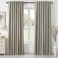 Topfinel 90 Inches Linen Curtains 100% Blackout Curtain for Bedroom Livingroom Vintage Farmhouse Linen Textured Thermal Room Darkening Drap…