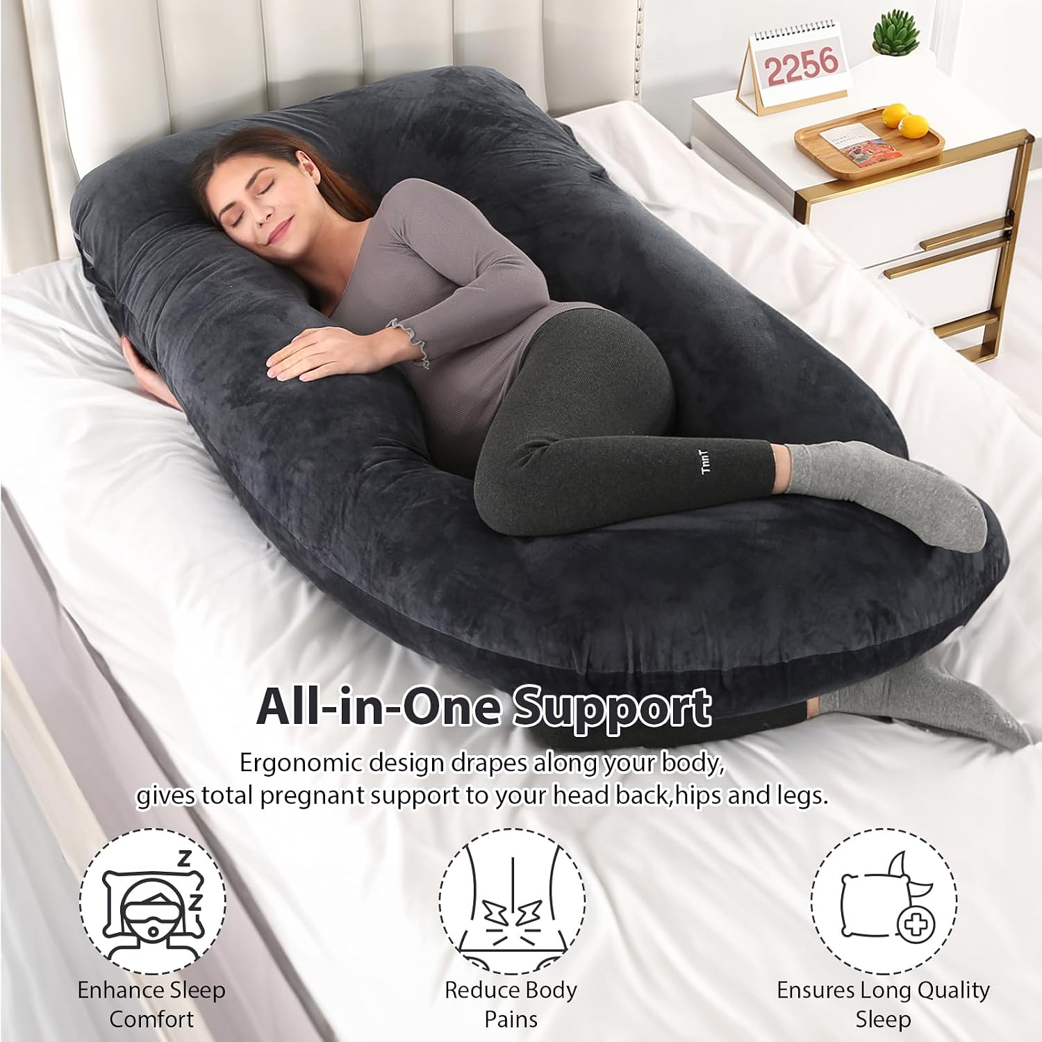 Battop Pregnancy Pillows for Sleeping, Full Body Maternity Pillow for Side Sleeping, Support for Back, Legs, Belly, HIPS, 57 Inch Pregnancy…