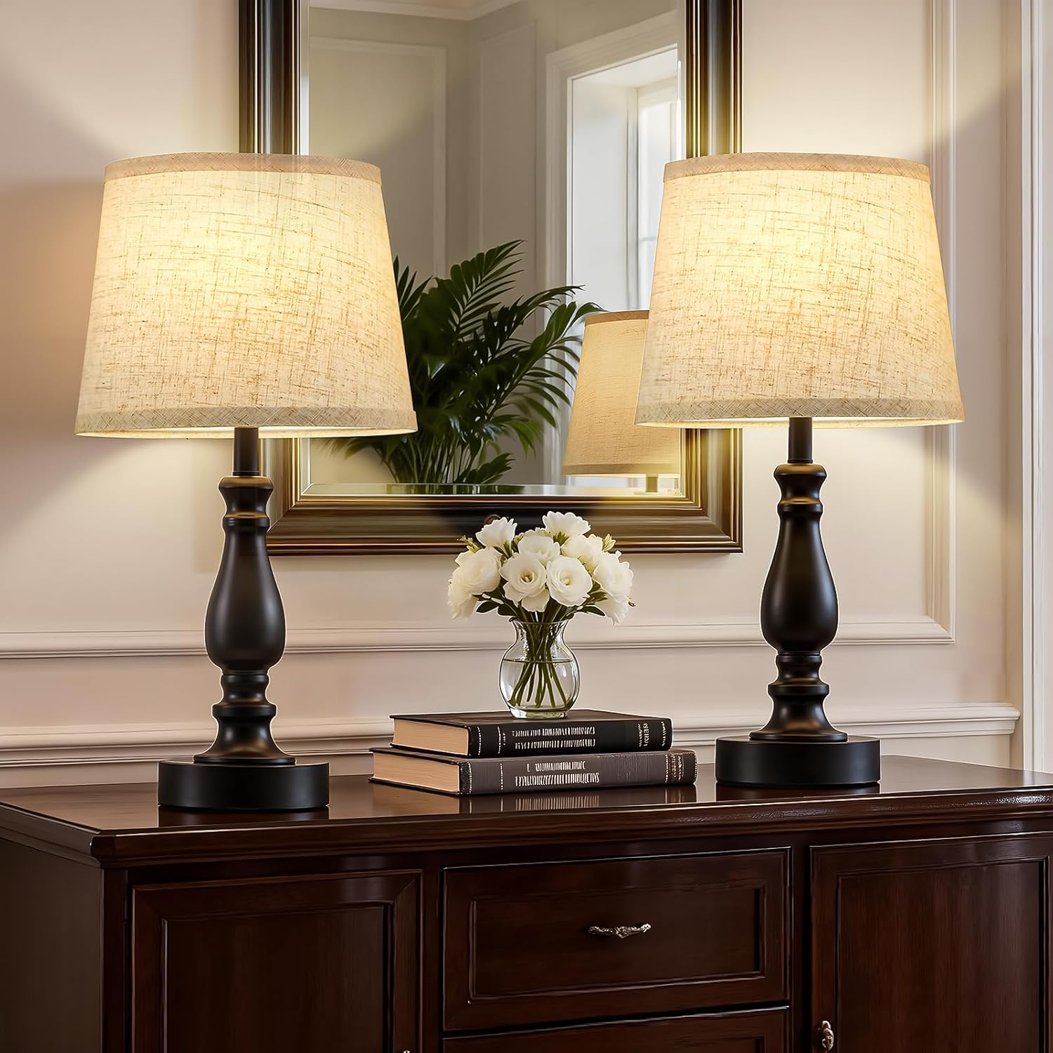 EJIAXIN Table Lamp Set of 2-19" Small Bedside Lamps Modern Lamp for Bedroom Living Room Lamps for Night Stands - Desk Lamps for Home…
