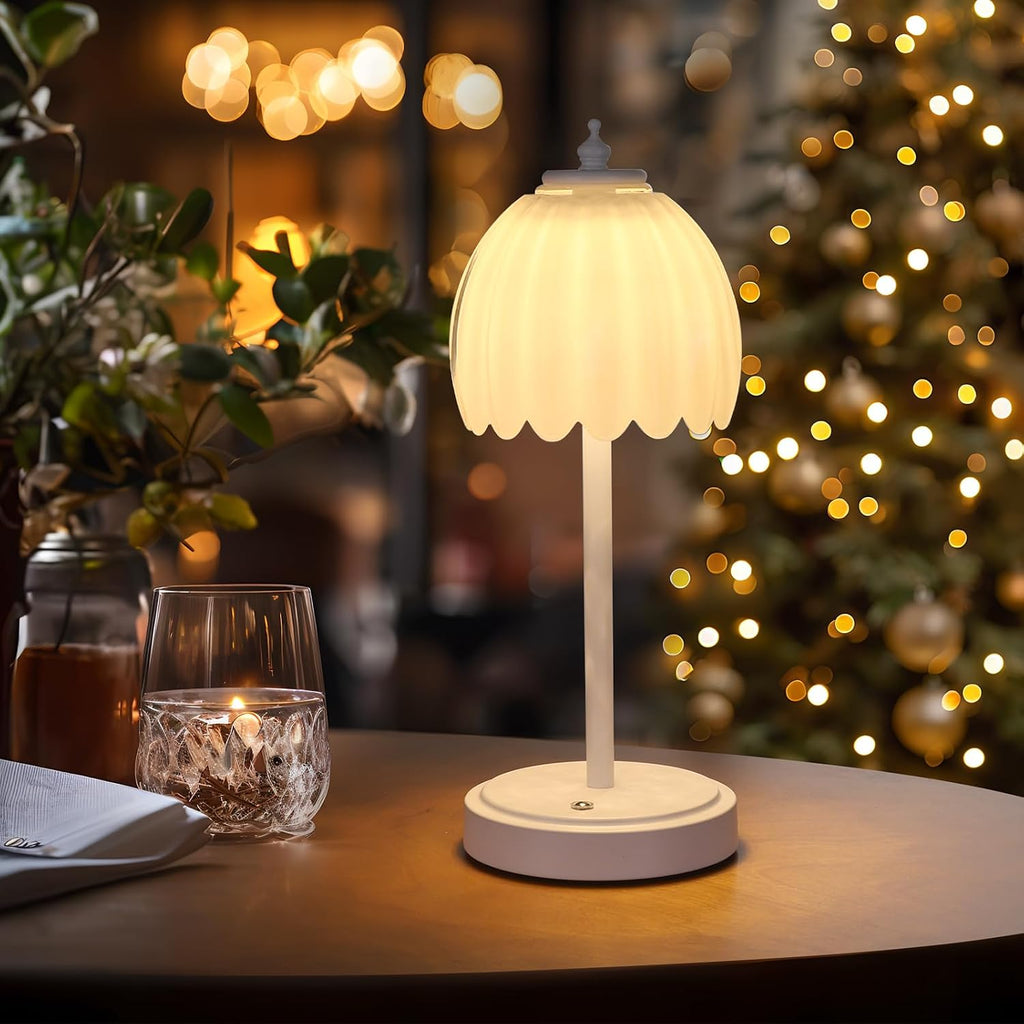Shenmoyl Tulip Table Lamp with 5200mAh Battery & Touch Control, Cordless Small Table Lamp with 3 Colors, Dimmable Rechargeable Table…