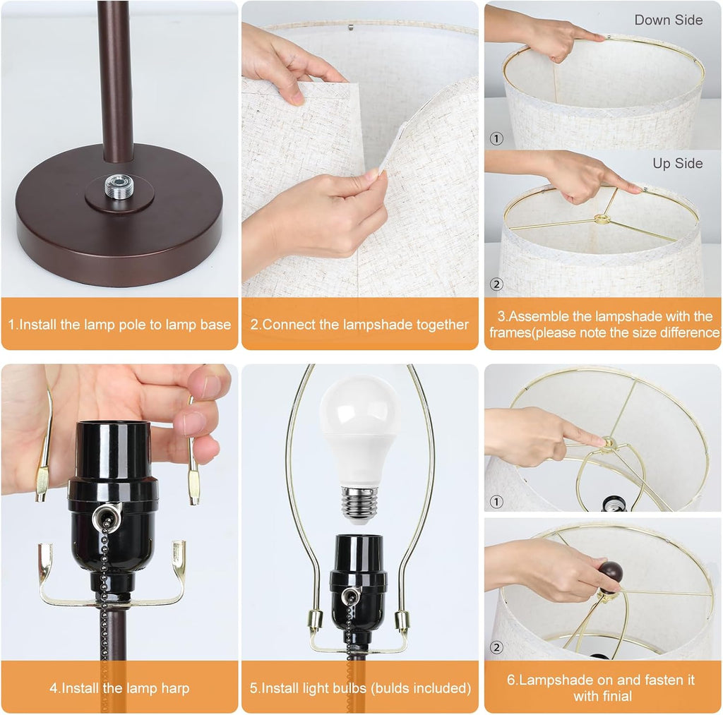 Table Lamps Set of 2, 22" to 30"Adjustable Height Bedside Lamps for Living Room 3 Color Temperatures Tall Nightstand Lamps Modern Brown…