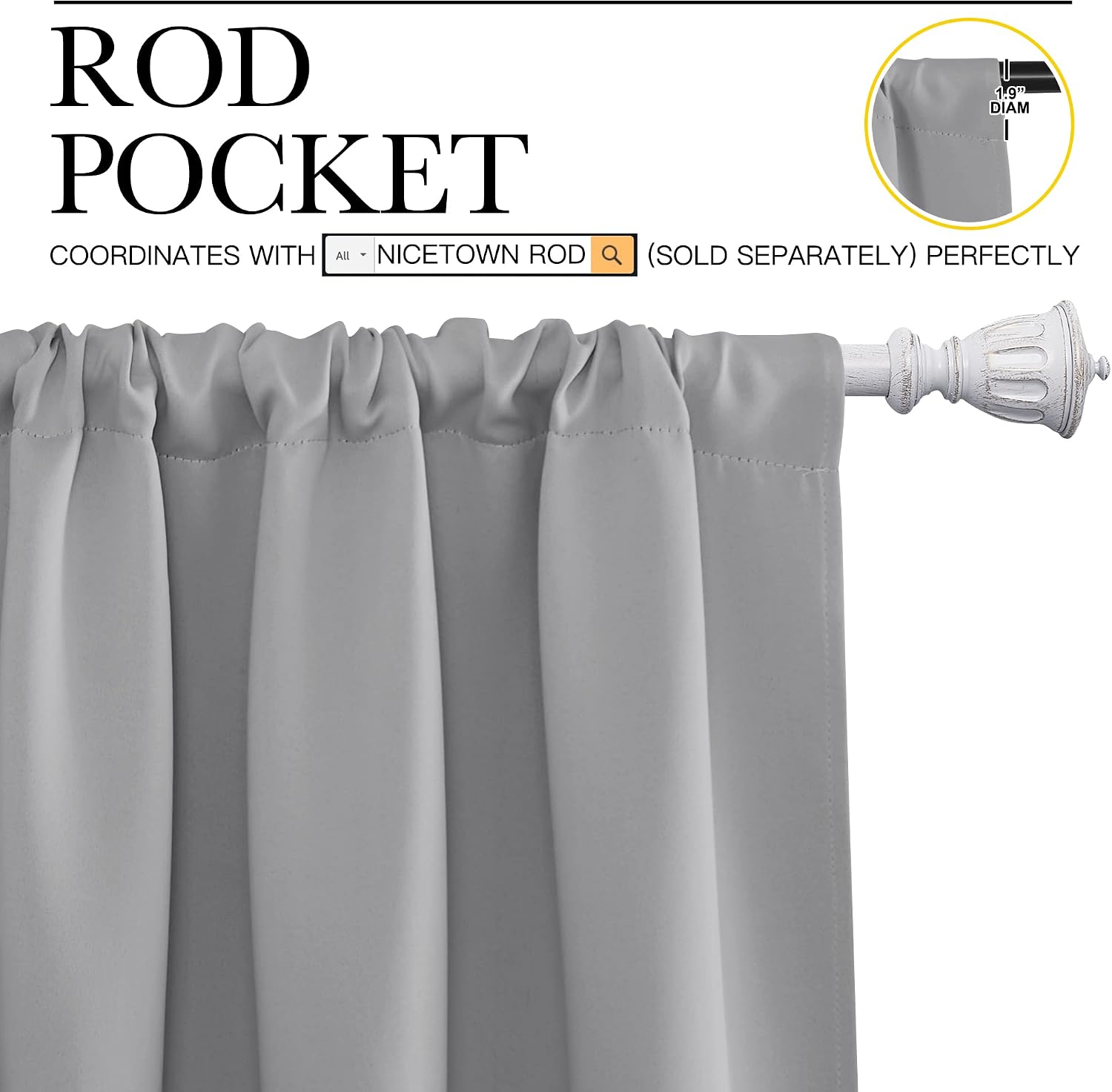 NICETOWN Blackout Curtain Panels for Window - Energy Efficient & Noise Reducing Thermal Insulated Rod Pocket Blackout Drapes/Draperies…