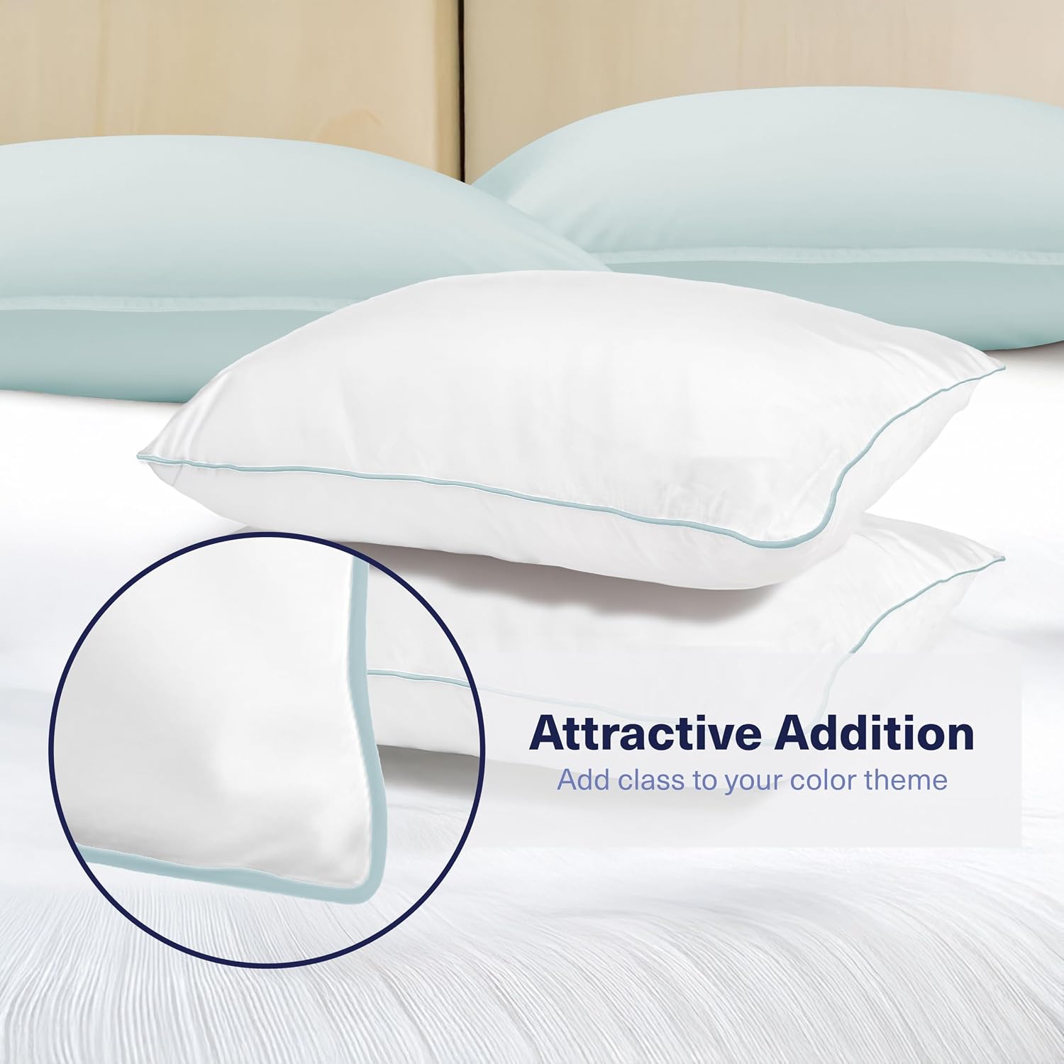 KickoffHome Kickoff Viscose Bamboo Pillowcase, Standard, Set of 2, 100% Organic Hidden Zippered Viscose Bamboo Pillow Case Standard Size, C…