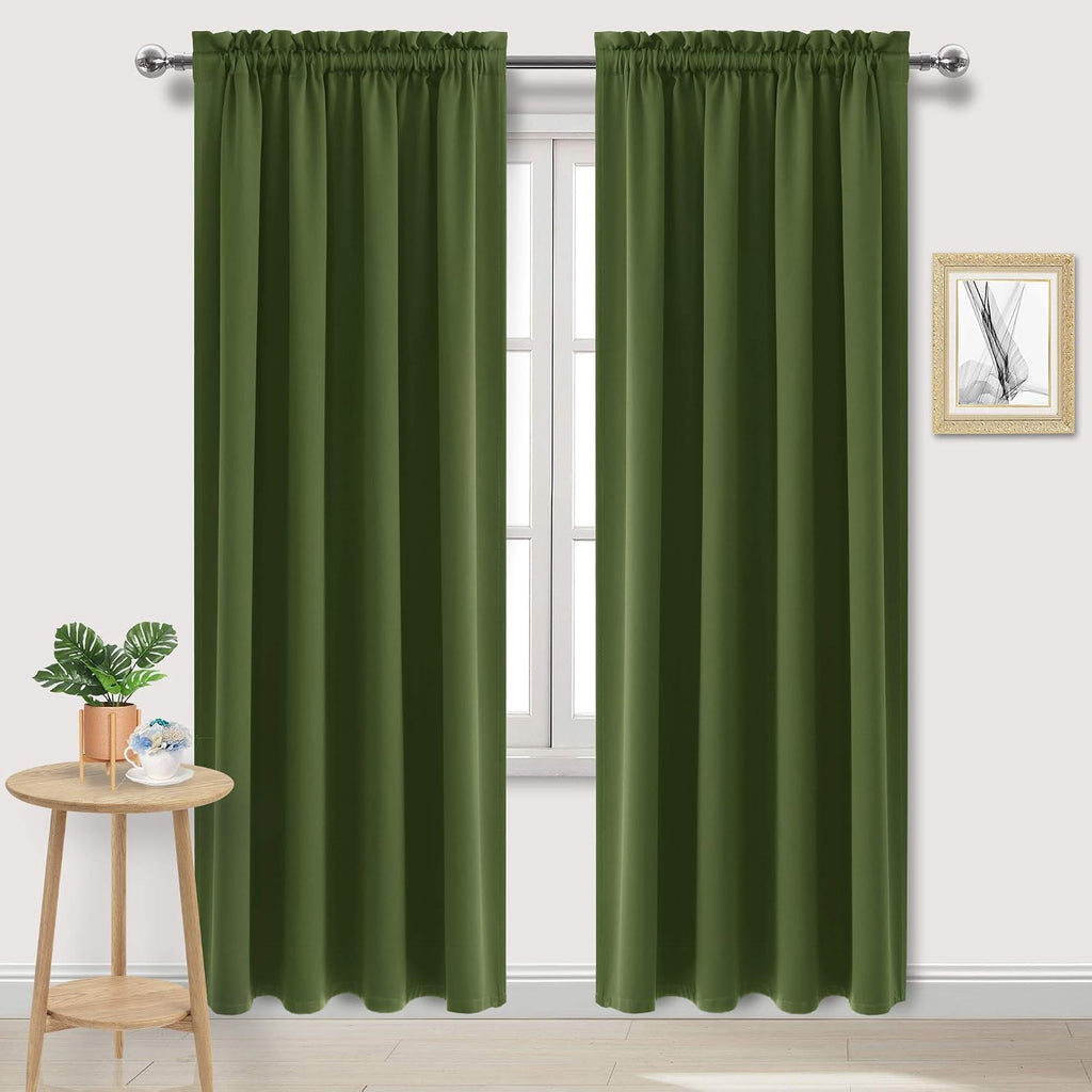 Dwcn Blackout Curtains Room Darkening Thermal Insulated Bedroom Curtains Window Curtain Panels, 52 x 84 inches Long, Set of 2 Olive Green R…