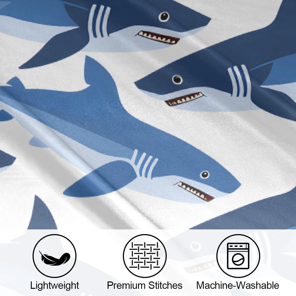 Satin Pillowcase for Hair and Skin Cool Blue Animal Shark Soft Silk Pillow Case with Envelope Closure Cooling Pillow Cases Slip Standard…