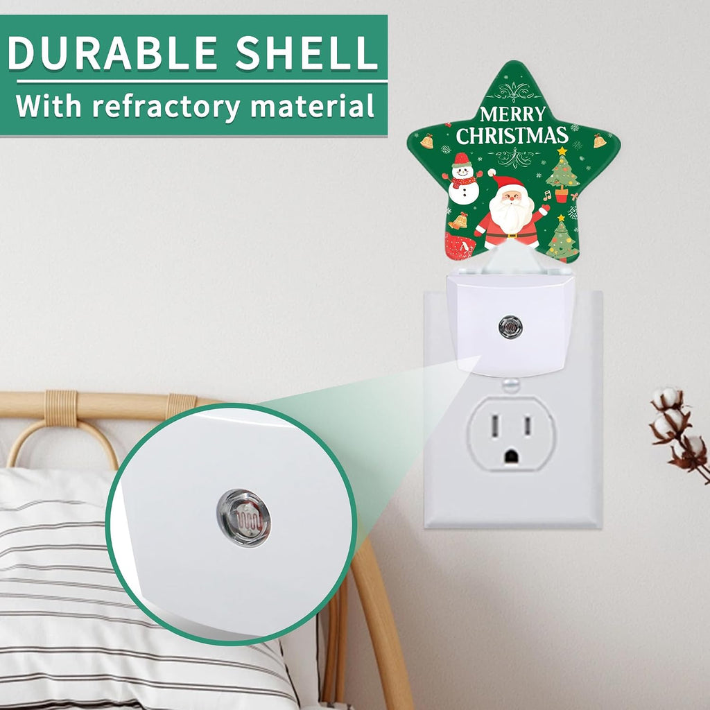 Star Night Light with Dusk to Dawn Sensor, Santa Claus Plug in Night Light for Kids Bedroom Nursery, Soft Warm Glow Lamp for Hallway…
