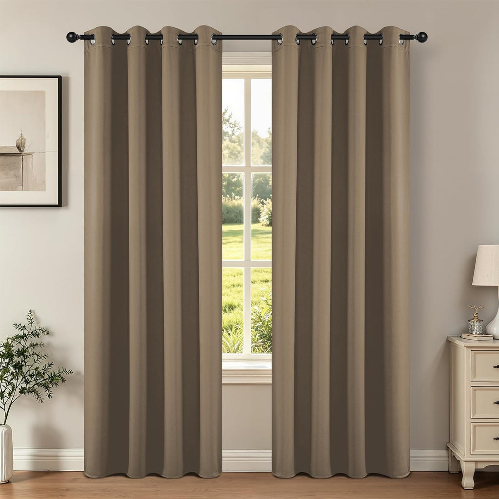 Joydeco Blackout Curtains 72 Inch Length 2 Panels Set, Thermal Insulated Long Curtains& Drapes 2 Burg, Room Darkening Grommet Drapes for Li…