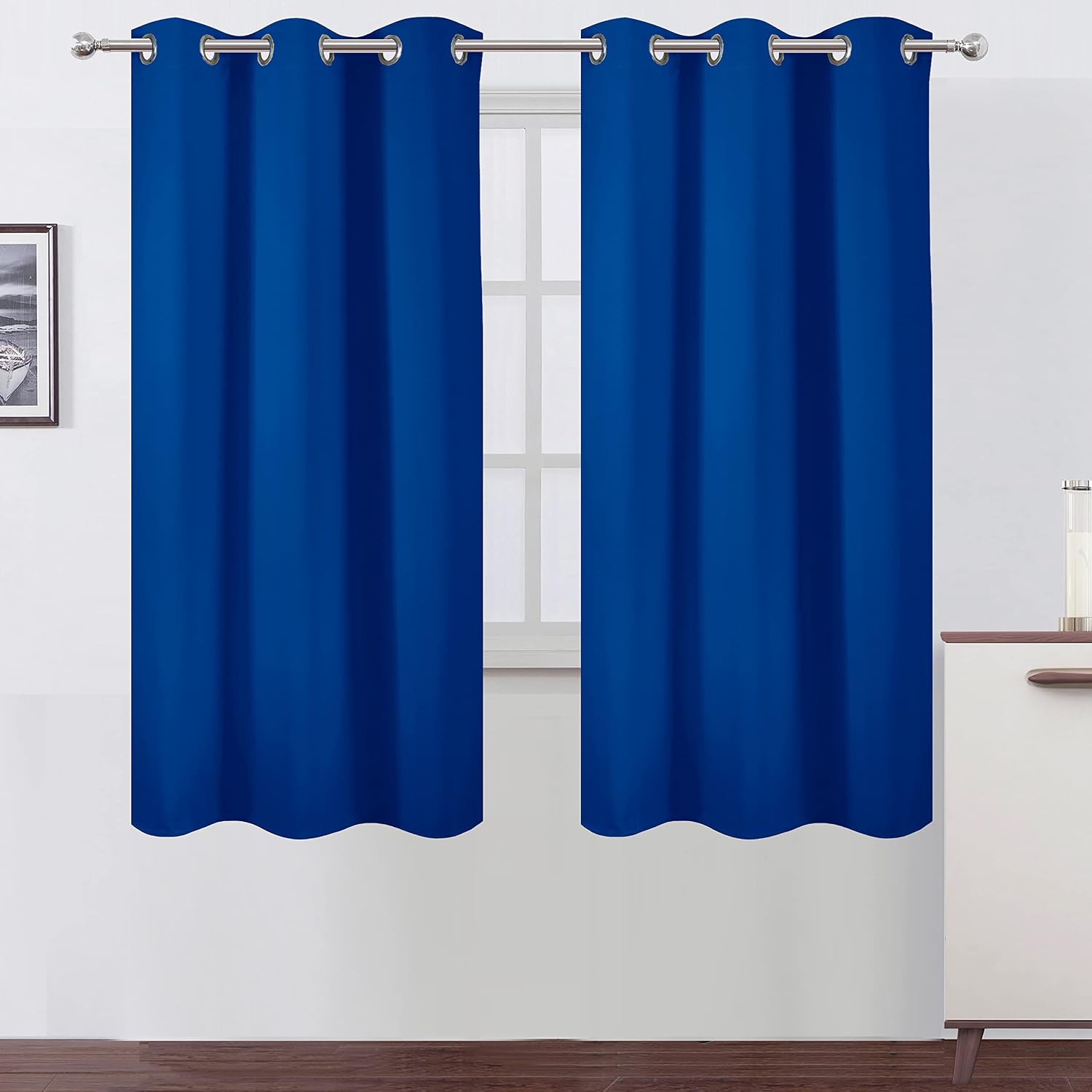 Lemomo Royal Blue Thermal Blackout Curtains/42 x 72 Inch/Set of 2 Panels Room Darkening Curtains for Bedroom 72 Inch Blue