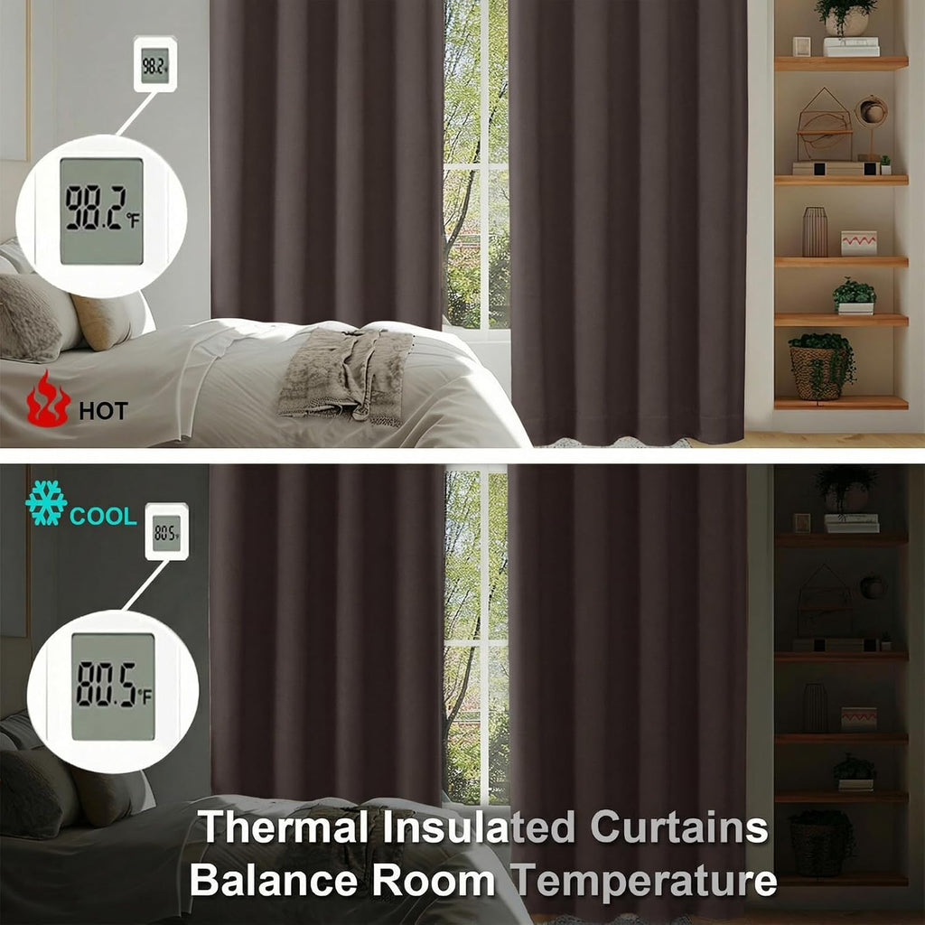 Simplebrand Chocolate Blackout Curtains for Bedroom 96 Inches Long 2 Panels, Solid Thermal Insulated, Energy Saving Living Room Window Trea…