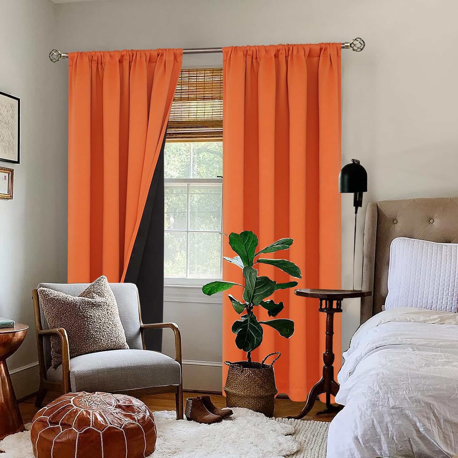 BGment Burnt Orange 100% Blackout Curtains for Bedroom/Living Room, Fall Full Room Darkening Noise Reducing Curtains 84 Inch Length…