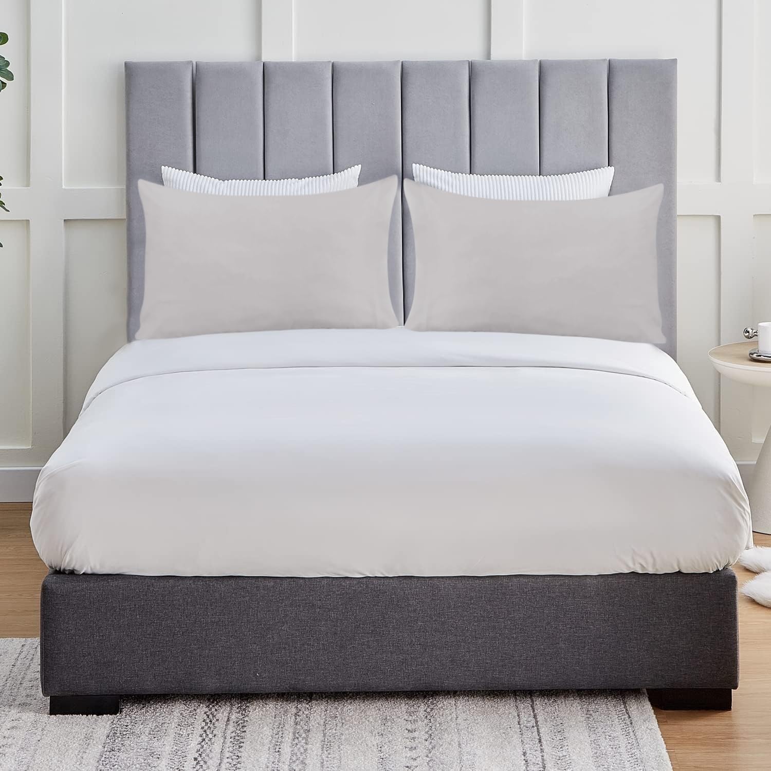 FEATHER & STITCH NEW YORK 100% Cotton 2 Piece King Pillow Cases, 300TC Ultra-Soft Pillowcases with Envelope Closure, Wrinkle- Fade- Stain…