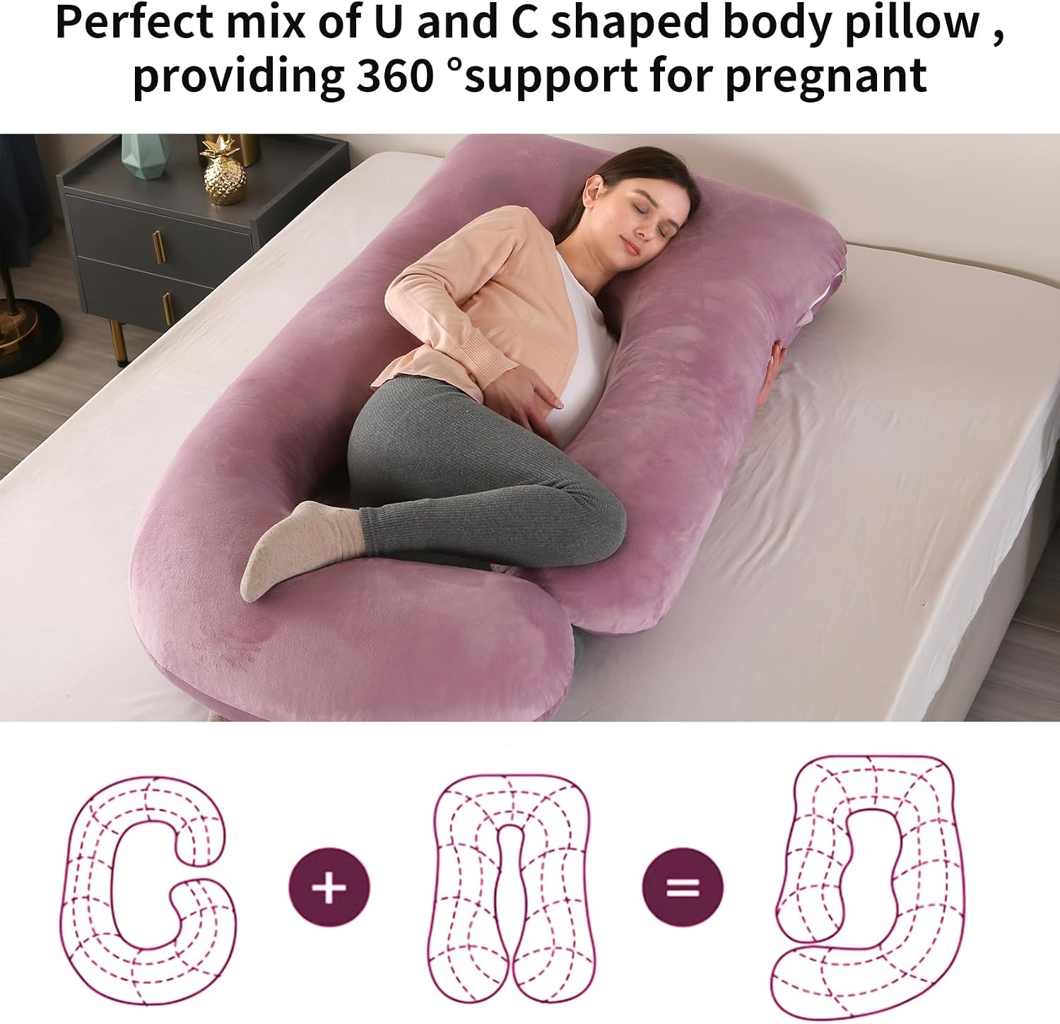U-Shaped Pregnancy Pillow for Sleeping, Full Body Support for Back, HIPS & Belly -65 Inch Maternity Pillow with Machine Washable Cover |…