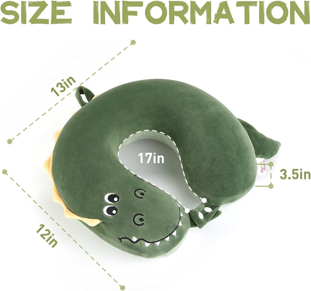 NiuniuDaddy Niuniu Daddy Crocodile Kids Neck Pillow for Traveling, 100% Memory Foam Travel Pillow, Airplane Travel, Road Trip Essentials fo…