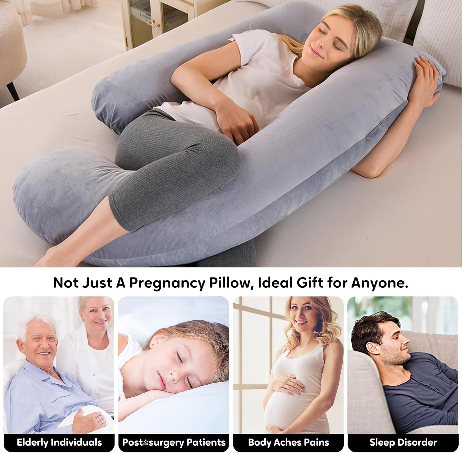 U-Shaped Pregnancy Pillow for Sleeping, Full Body Support for Back, HIPS & Belly - 57 Inch Maternity Pillow with Machine Washable Cover |…